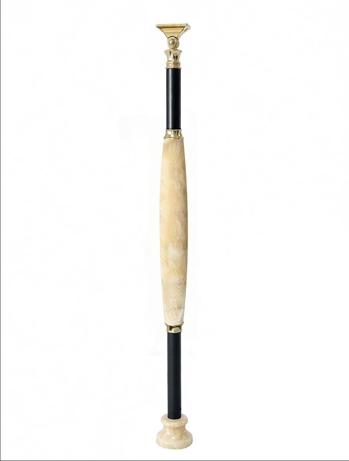 Pantheon Baluster mit beiger Stein-Optik und Schwarz-Akzenten